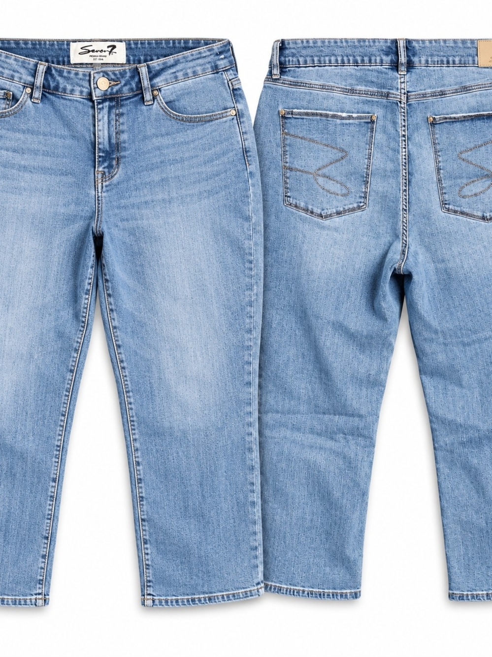 NEW Seven7 24W Amy Straight Jeans Distressed Light Wash Y2K Casual Denim